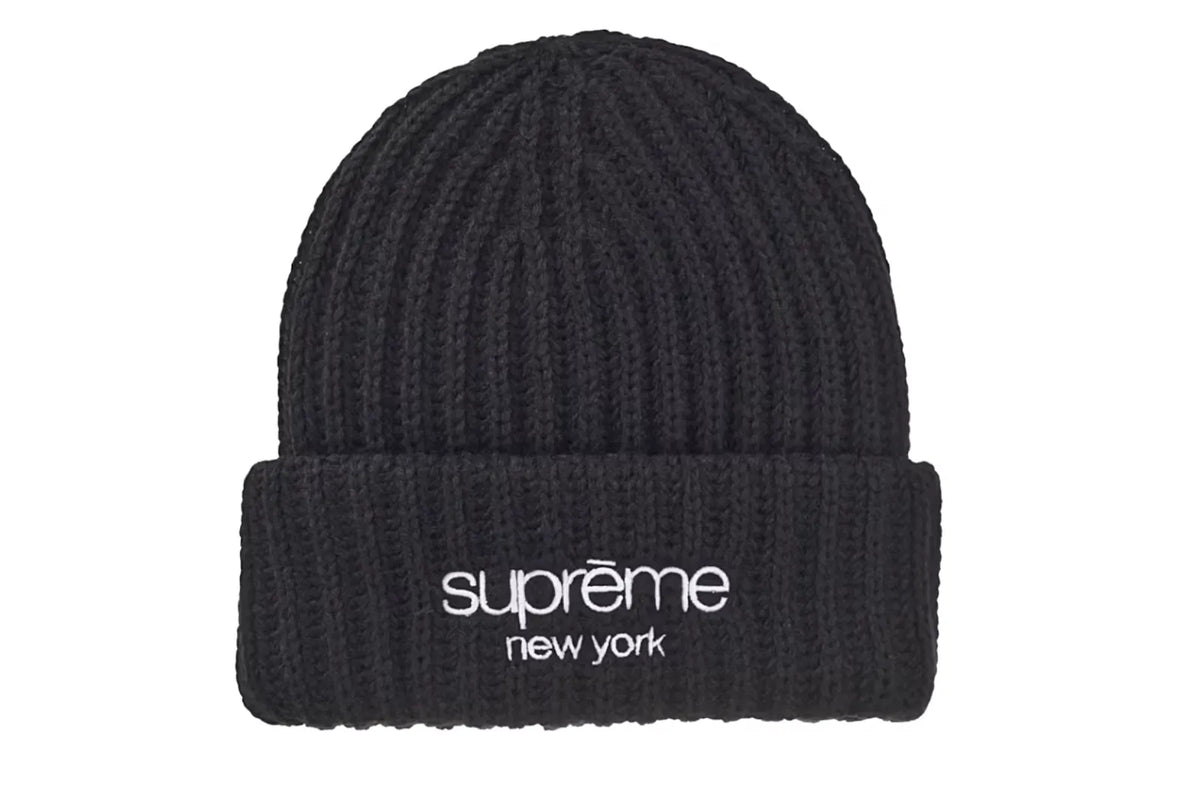 Supreme Classic Logo Chunky Ribbed Cap HW24 Black